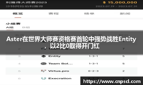 Aster在世界大师赛资格赛首轮中强势战胜Entity，以2比0取得开门红